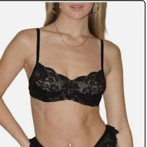 We Are HAH Hook Up Lace Bra Black Size 32-40DD NWT